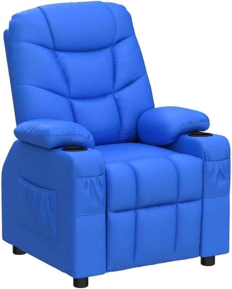 Blue Kids Recliner Chair With Cup Holder And Footrest