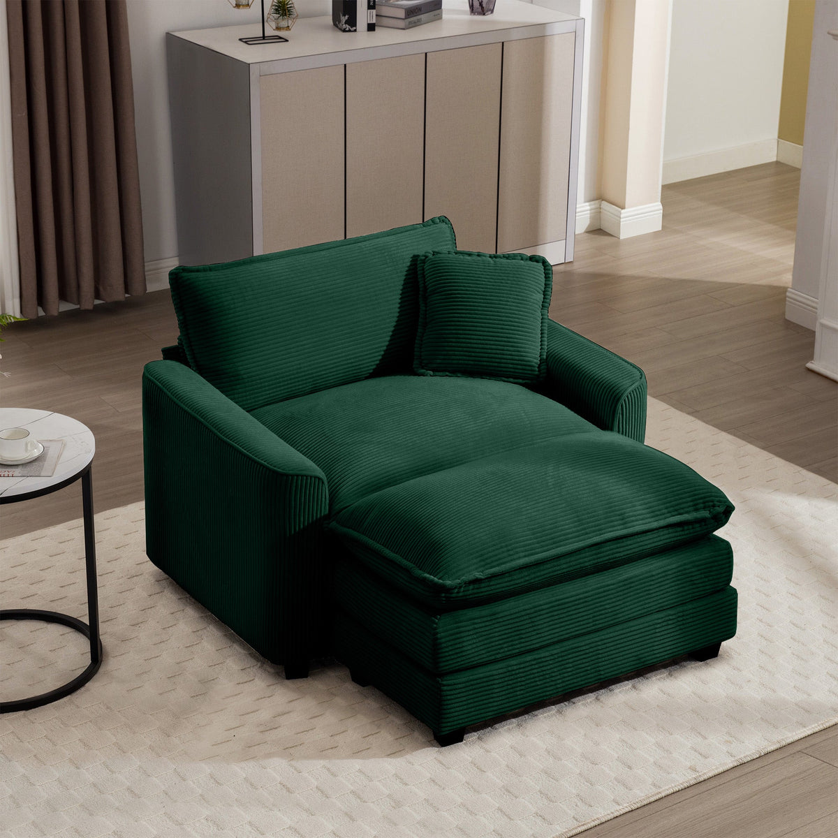 Comfortable Single Chair Deep Seat Sofa With Footstool