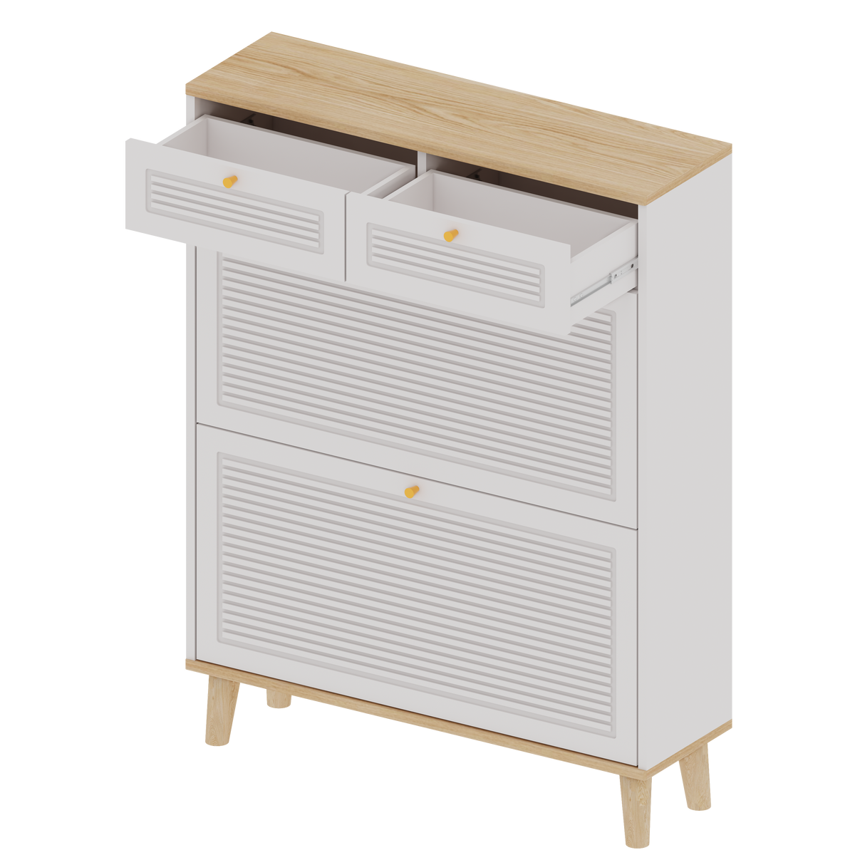 Shoe Cabinet with 2 Flip-Up Doors and Drawers