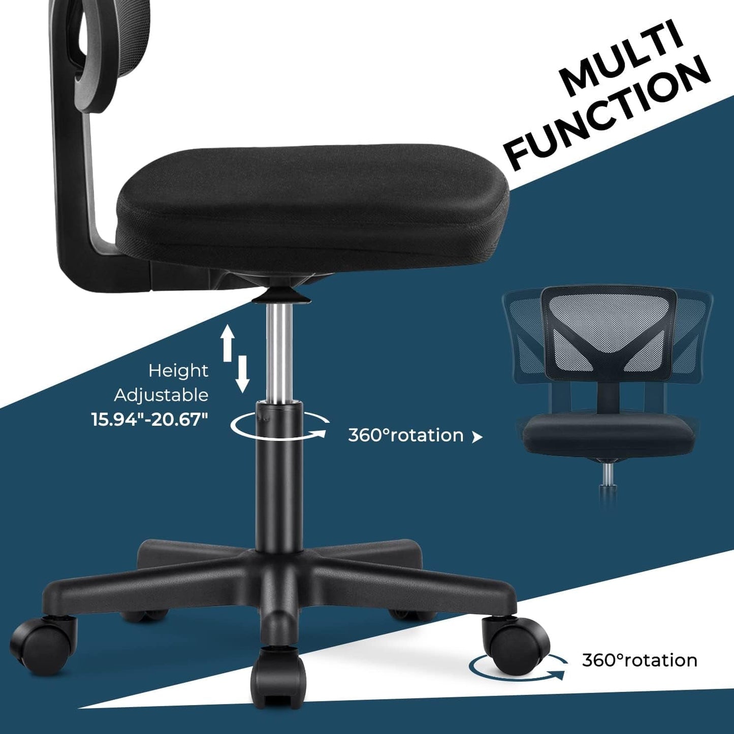 Ergonomic Mesh Chair With Adjustable Height And Wheels