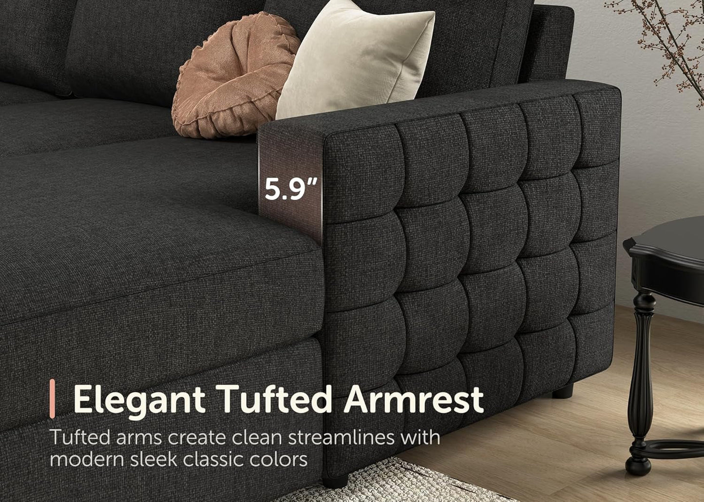 Dark Grey Sectional Sleeper Sofa With Pull Out Bed