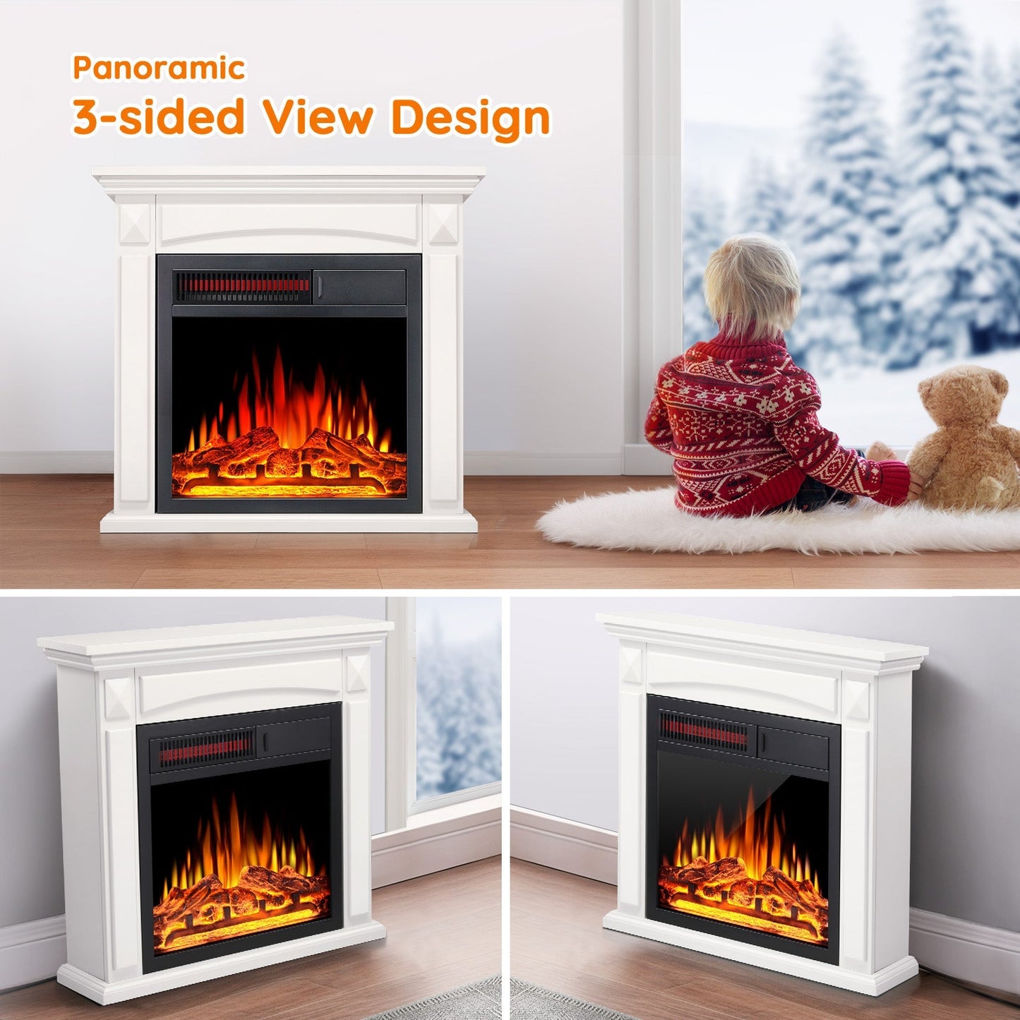 27” Electric Fireplace Mantel Wooden Surround Firebox M1806