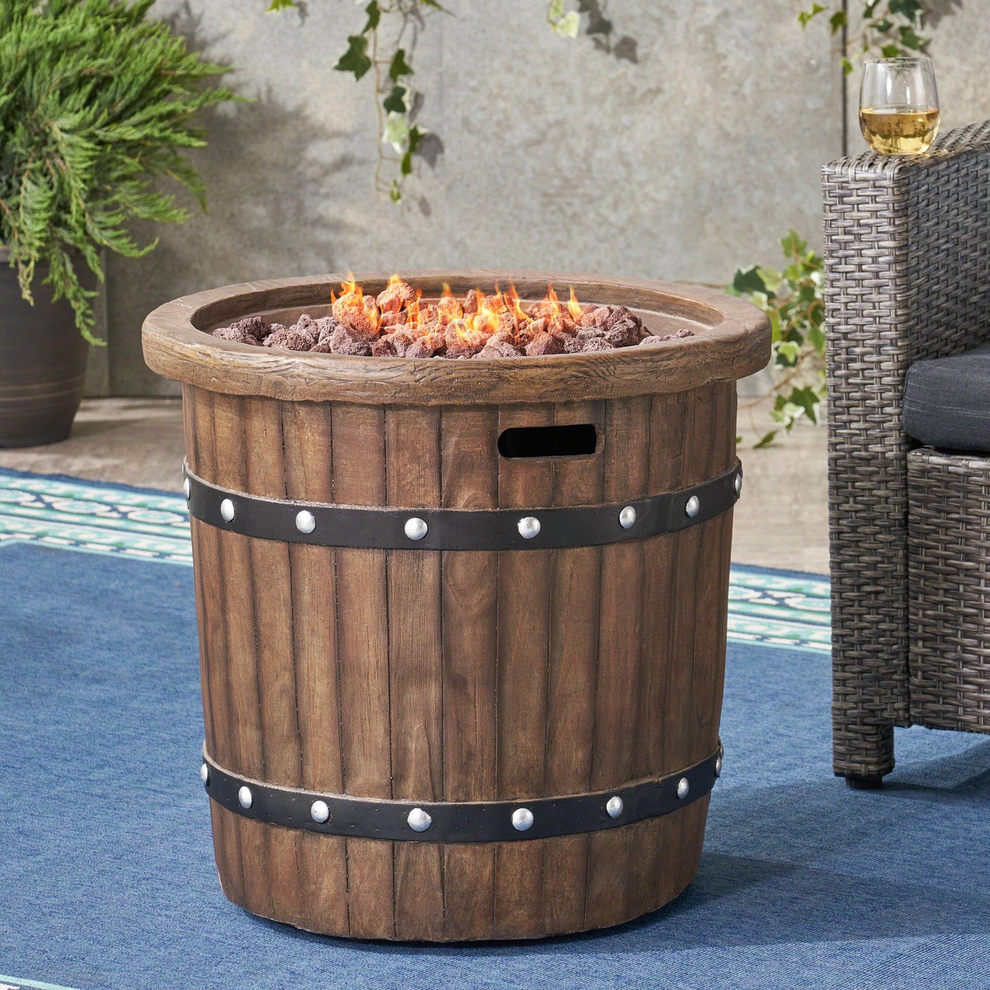 25" Round 40K BTU Liquid Propance Concrete Fire Pit (SAK88764)