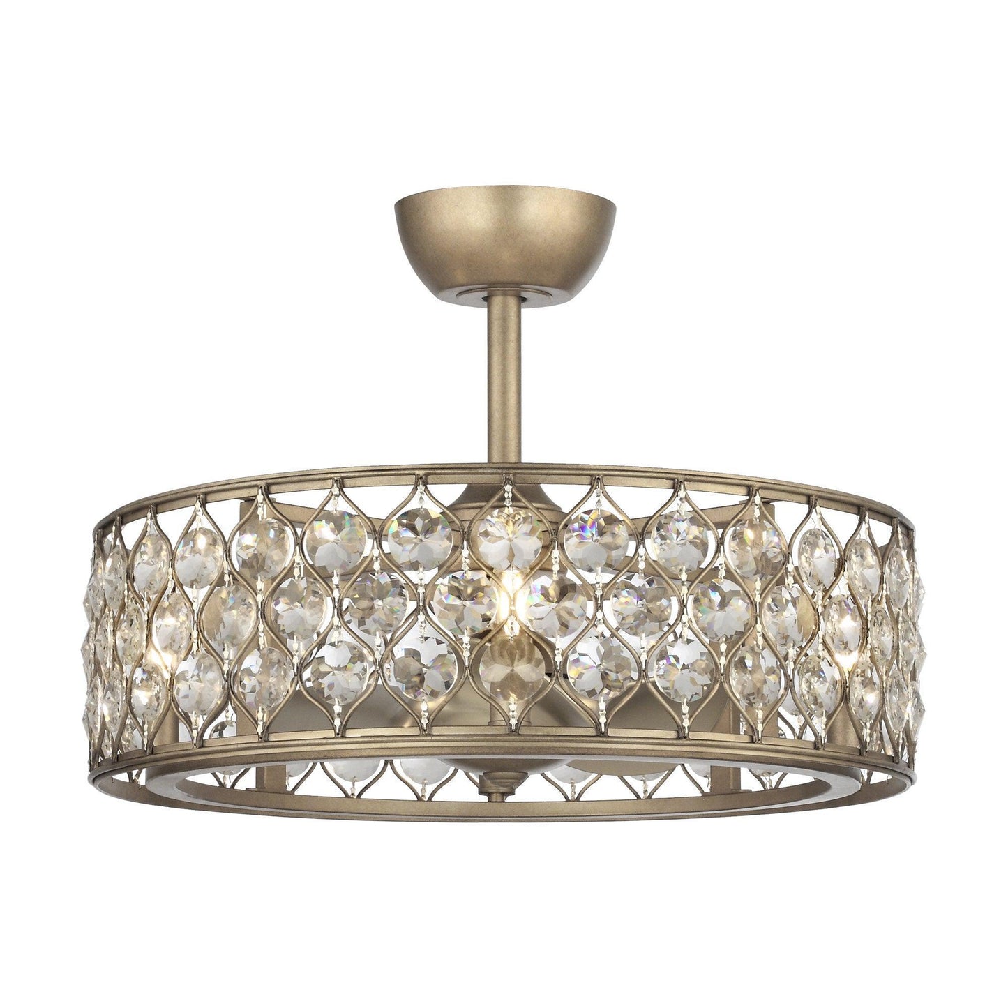 25" Modern Downrod Mount Crystal Fandelier with Lighting and Remote Control