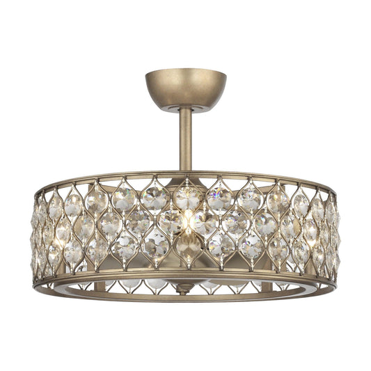 25" Modern Downrod Mount Crystal Fandelier with Lighting and Remote Control