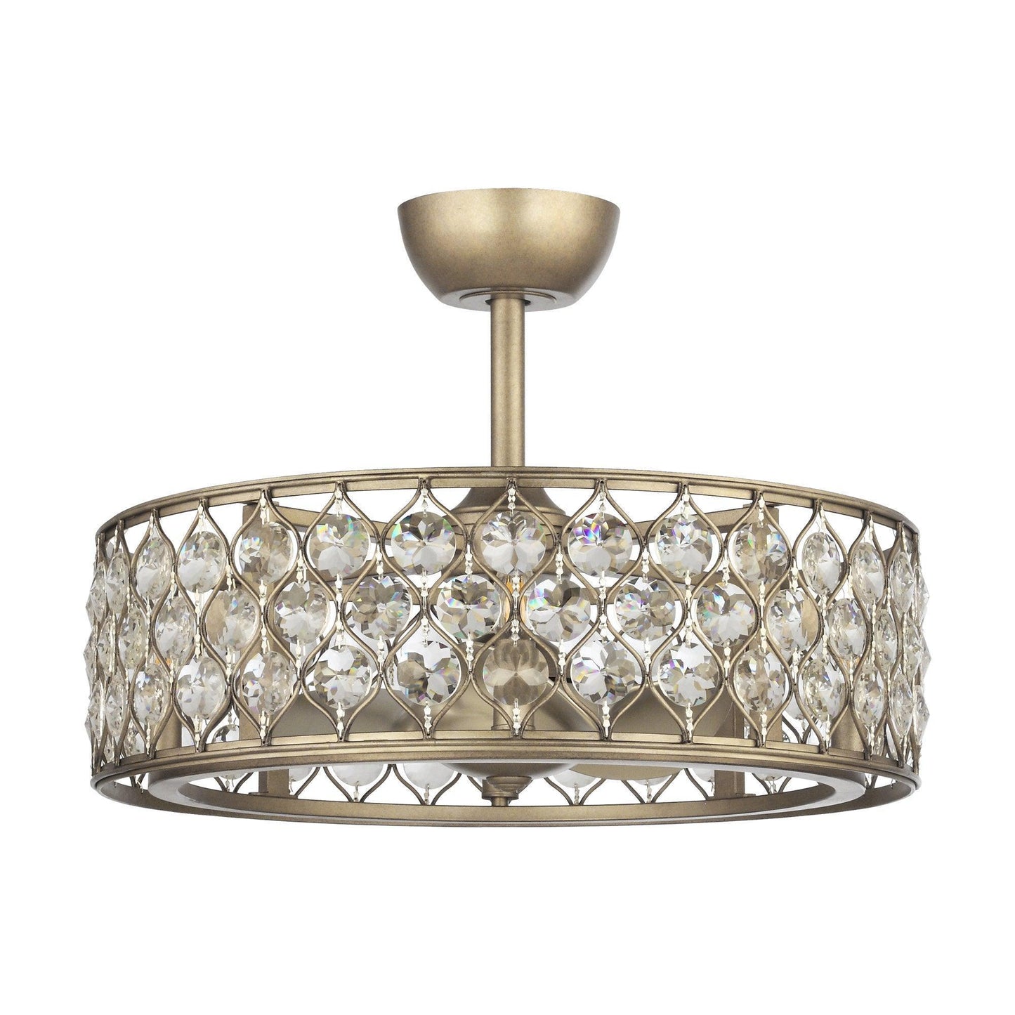 25" Modern Downrod Mount Crystal Fandelier with Lighting and Remote Control