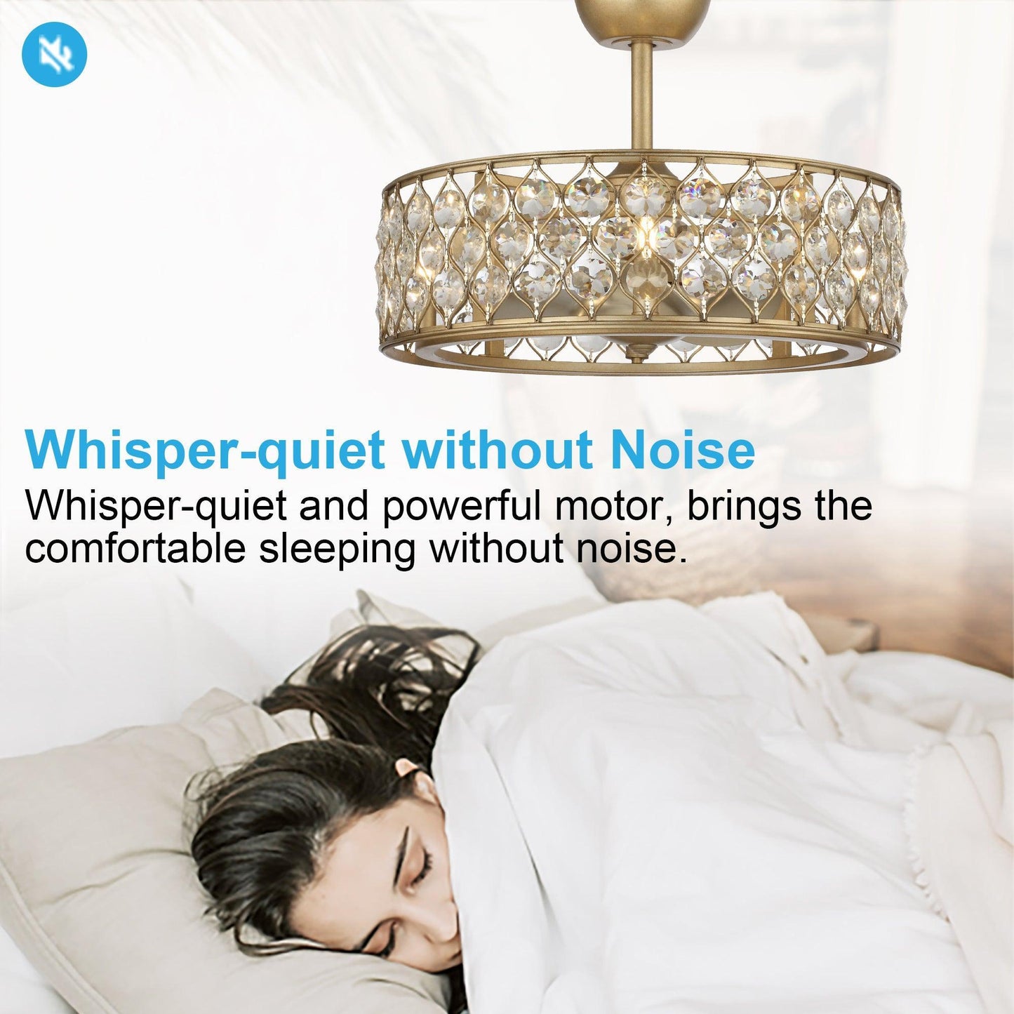 25" Modern Downrod Mount Crystal Fandelier with Lighting and Remote Control