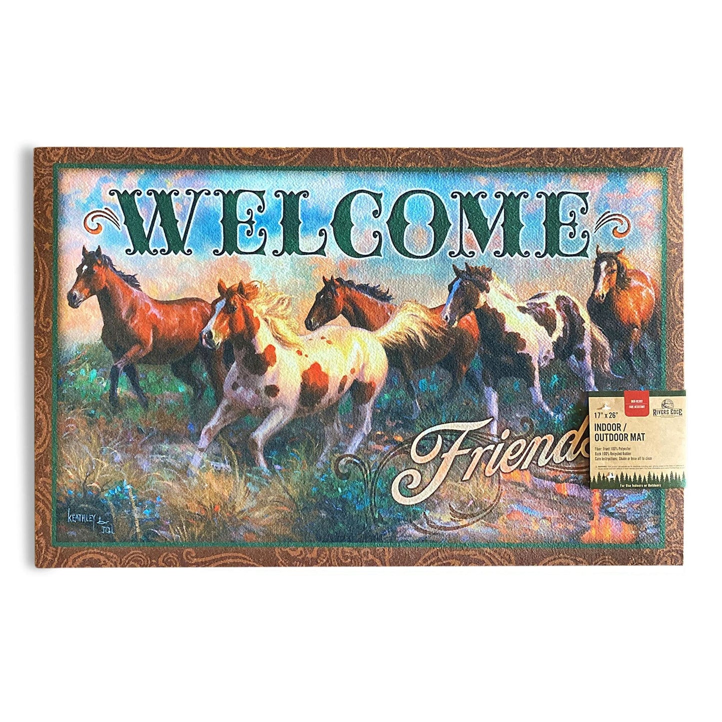 Door Mat Rubber 26in x 17in-Welcome Horse
