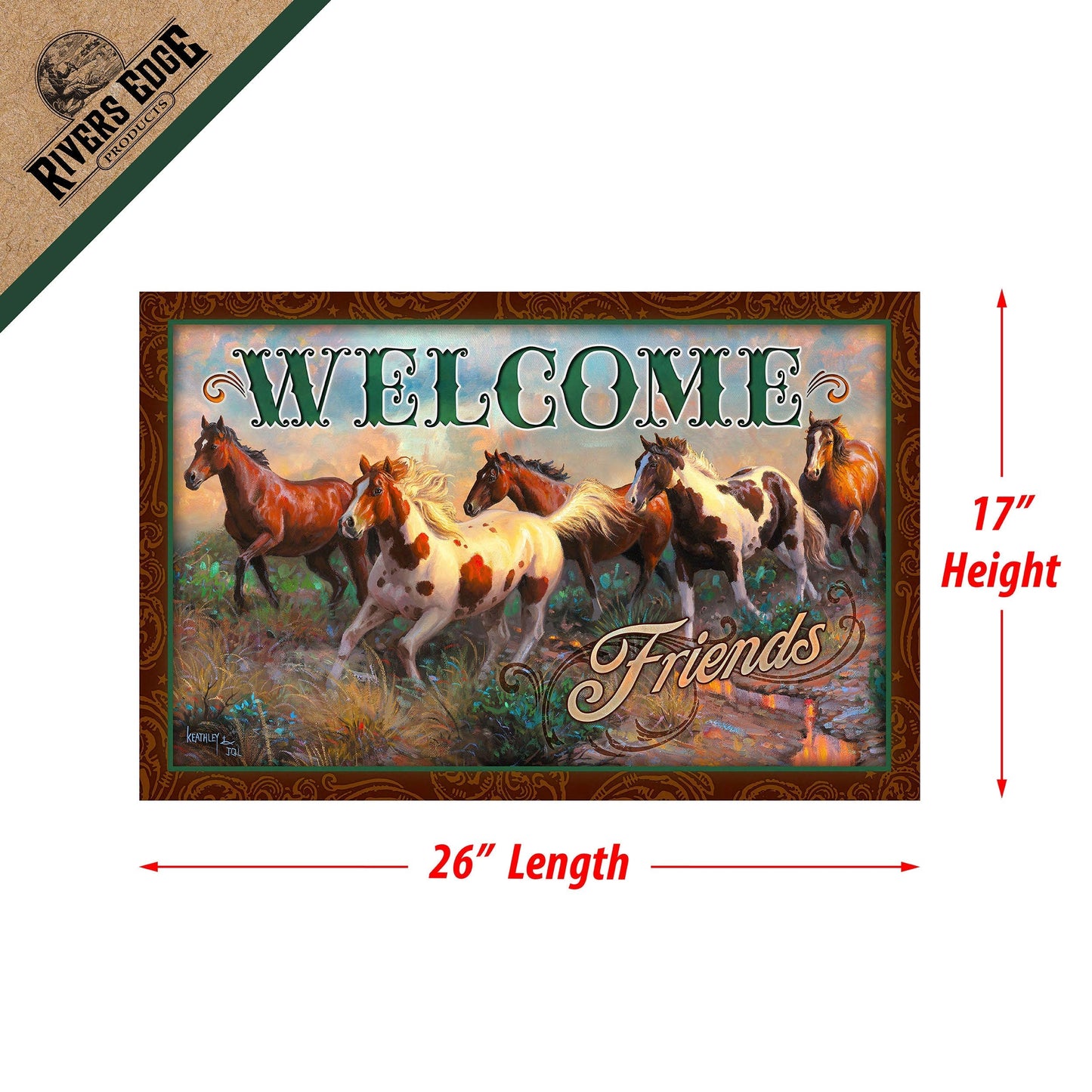 Door Mat Rubber 26in x 17in-Welcome Horse
