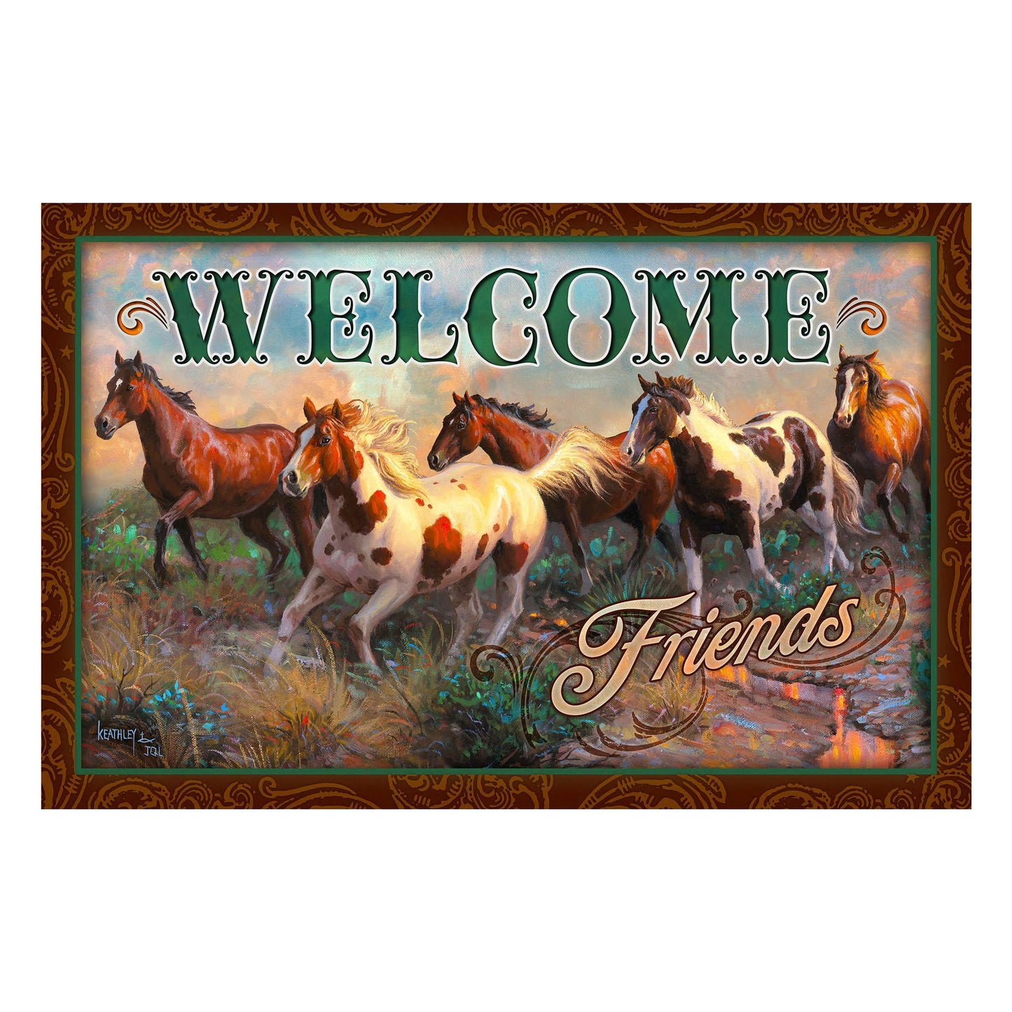 Door Mat Rubber 26in x 17in-Welcome Horse
