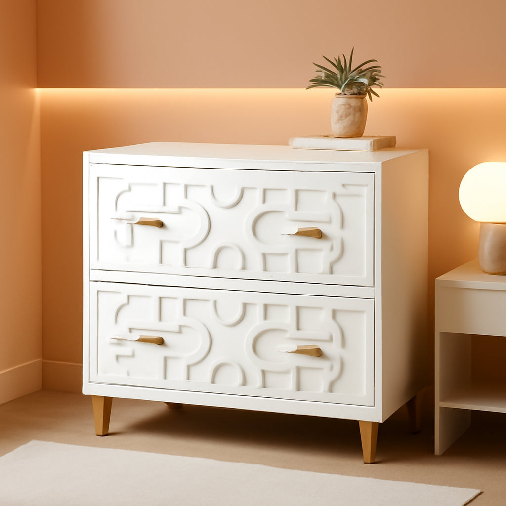 Two Drawer Lateral File Cabinet White And Gold For Legal Letter A4 Files Printer Stand Home Office