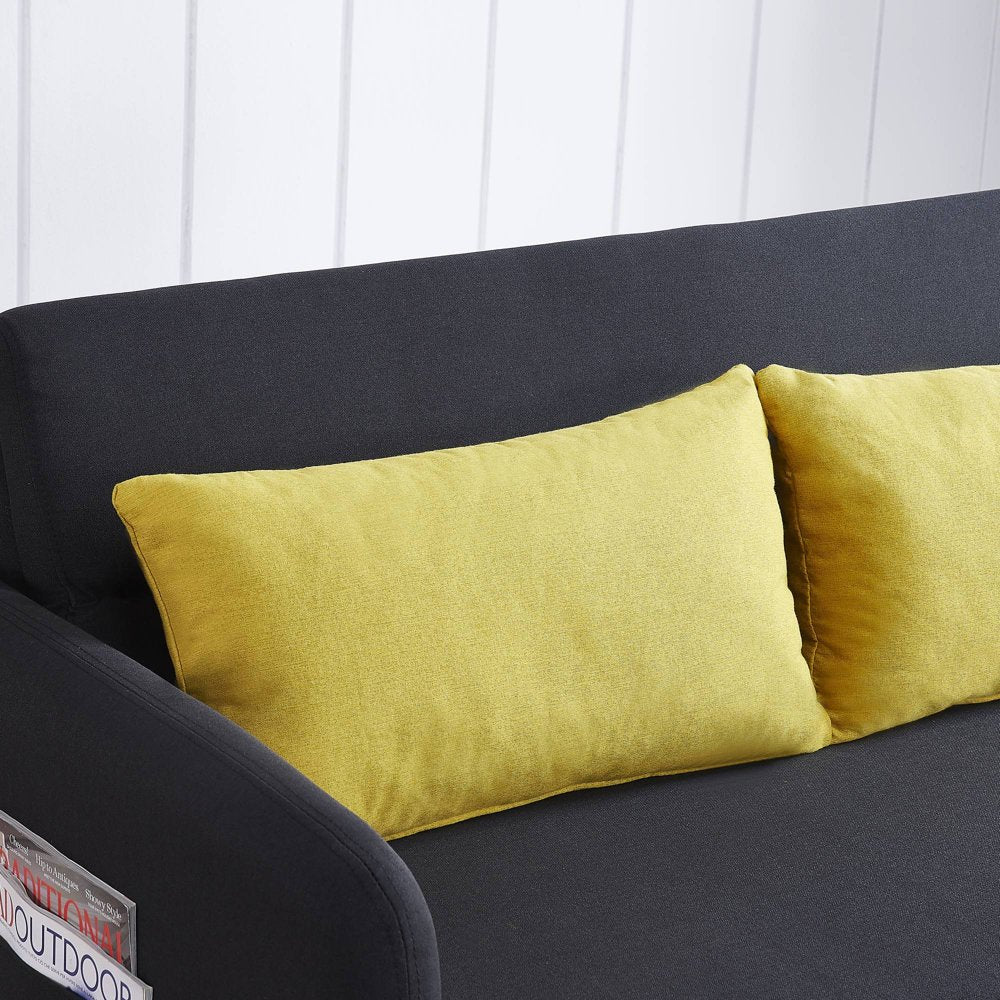 Black Convertible Loveseat With Pull Out Bed For Small Spaces