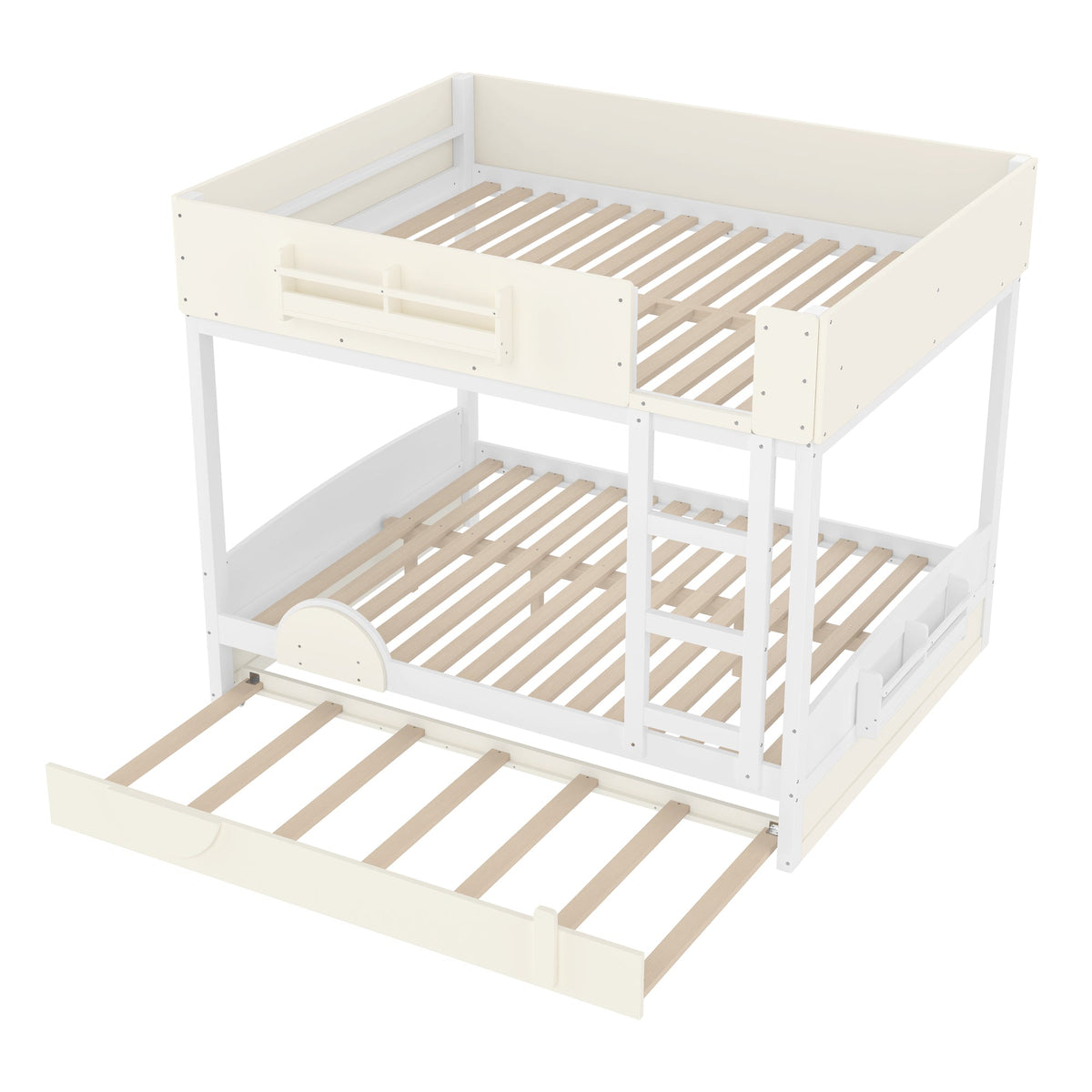 Queen Bunk Bed With Trundle and Bookshelf