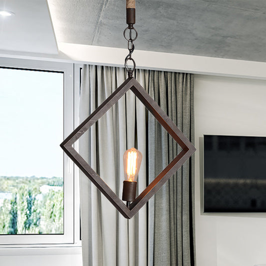 Claire Style Black Metal Ceiling Light with Rope Accent - Industrial Charm