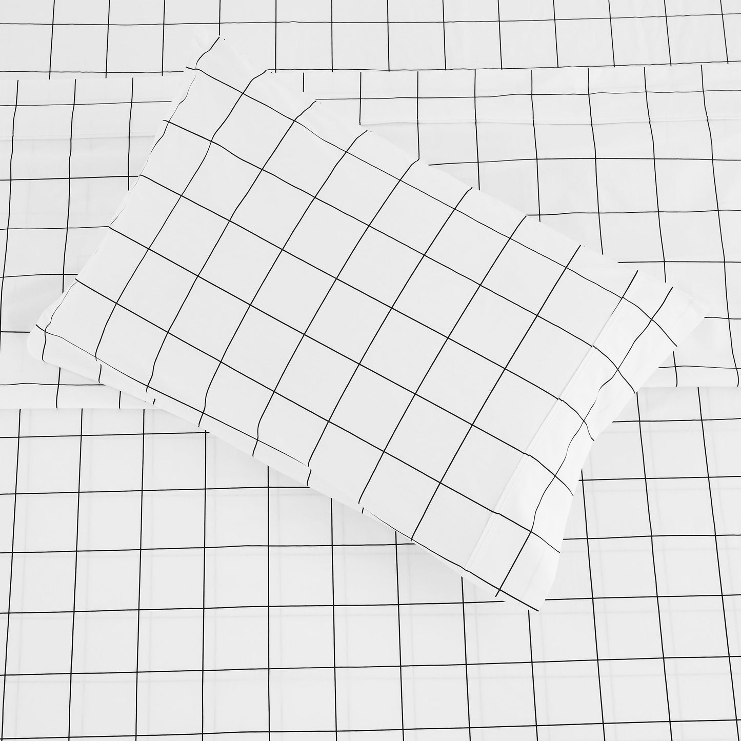 Grid Printed Cotton Percale Pillowcases