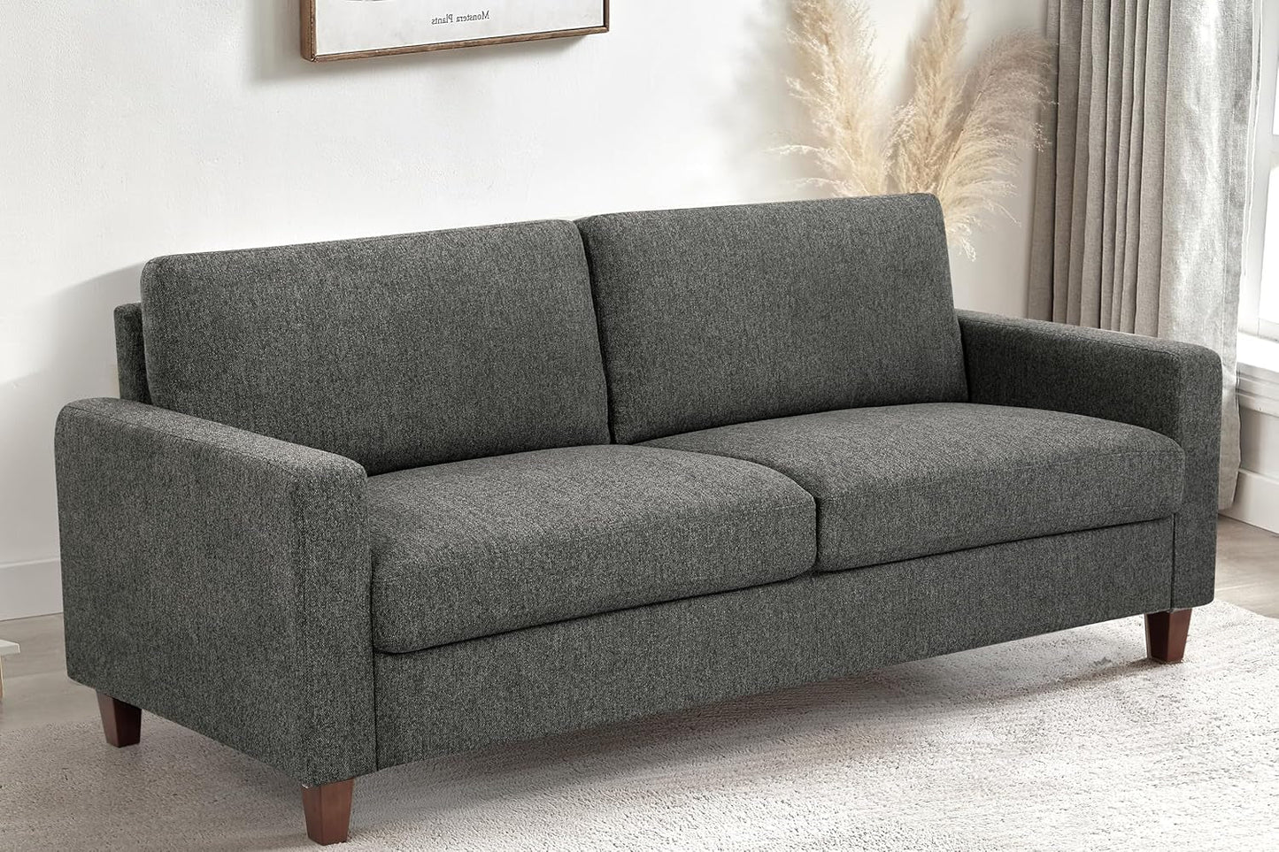 Miles 2 Piece Couch And Loveseat Set With Reversible Pillows Grey