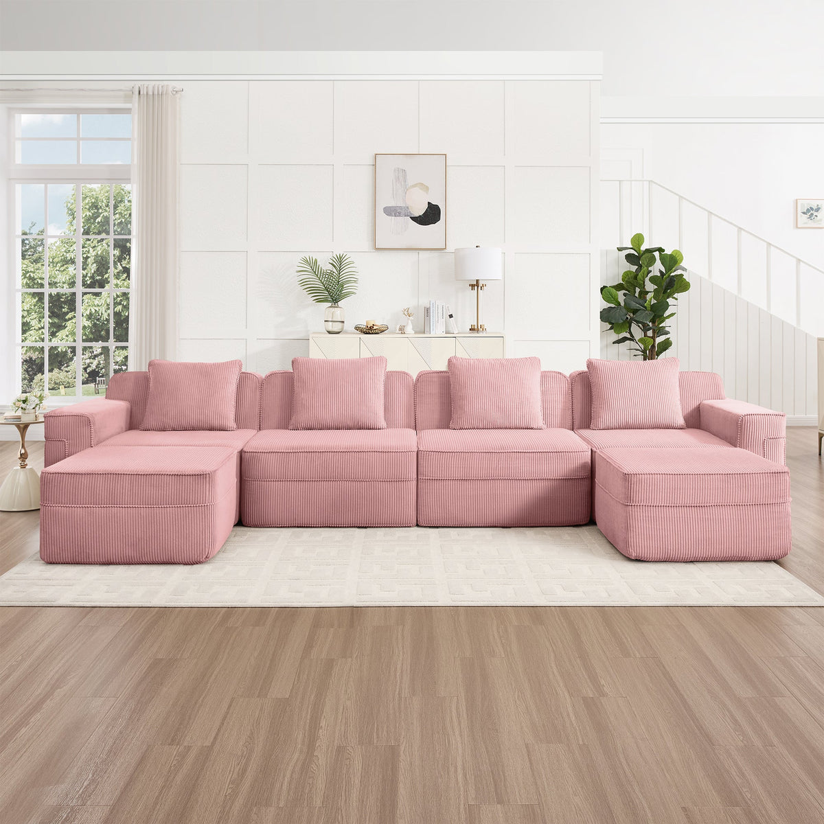 Modular 4 Seat U Shape Sectional Boneless Sofa