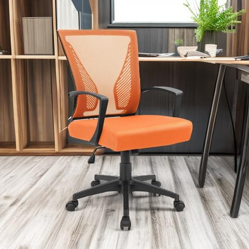 Orange Mesh Office Chair With Ergonomic Lumbar Support