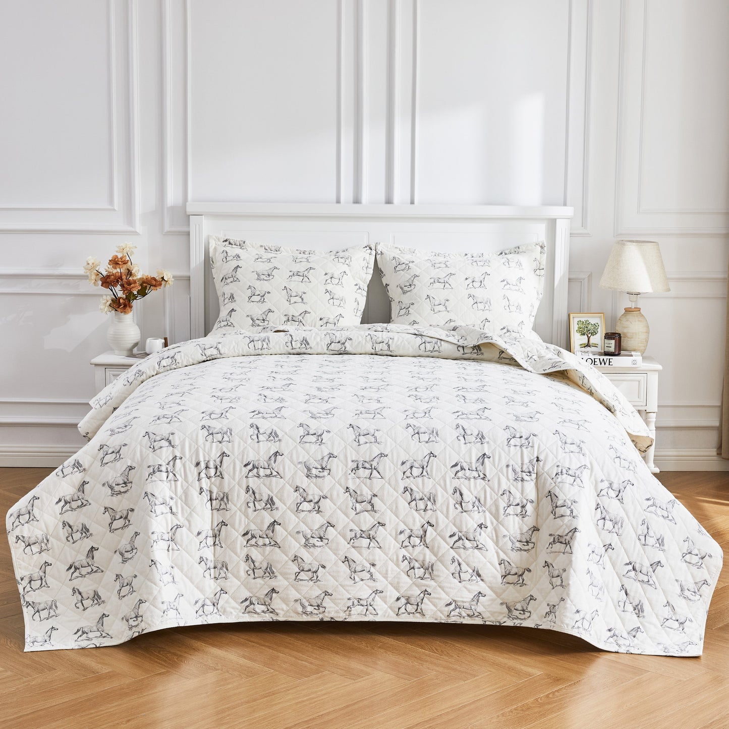 Horses Cotton Flannel Quilt Set
