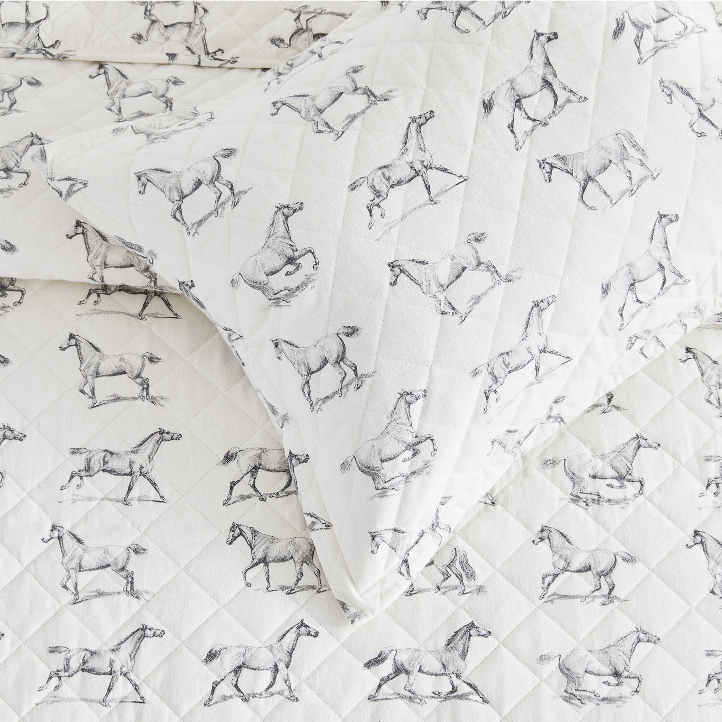 Horses Cotton Flannel Quilt Set