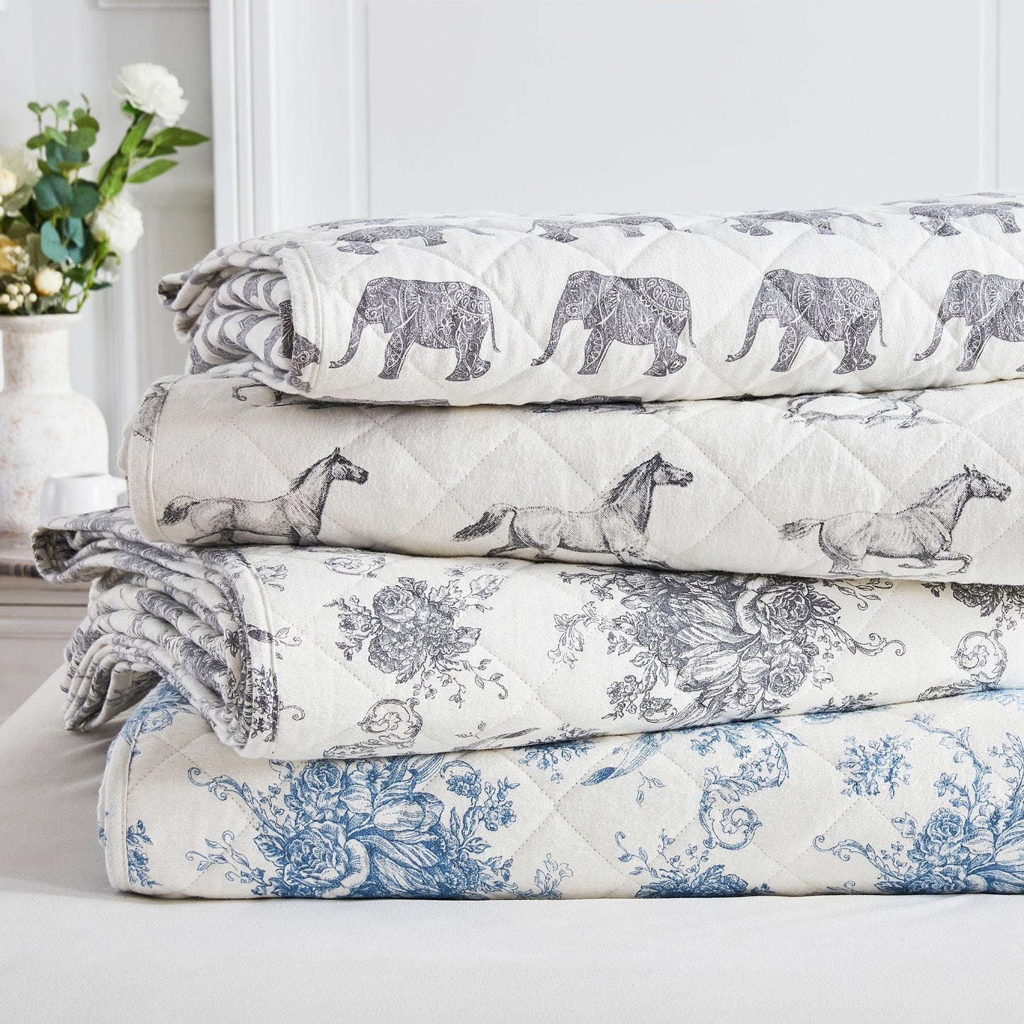 Horses Cotton Flannel Quilt Set