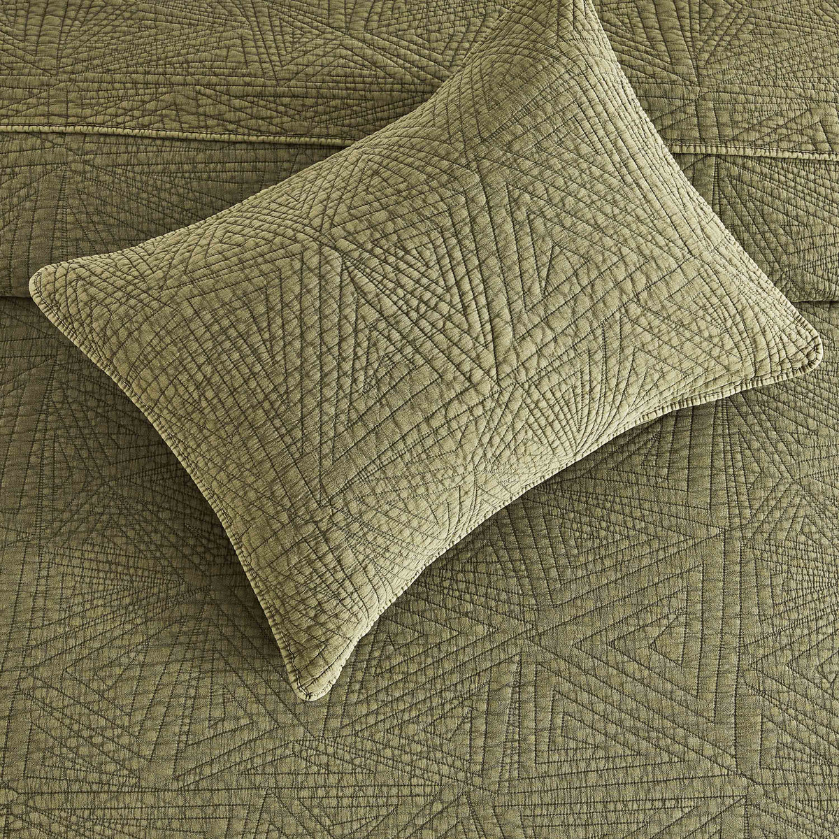 Dancing Triangles Stonewashed Cotton Quilt Set