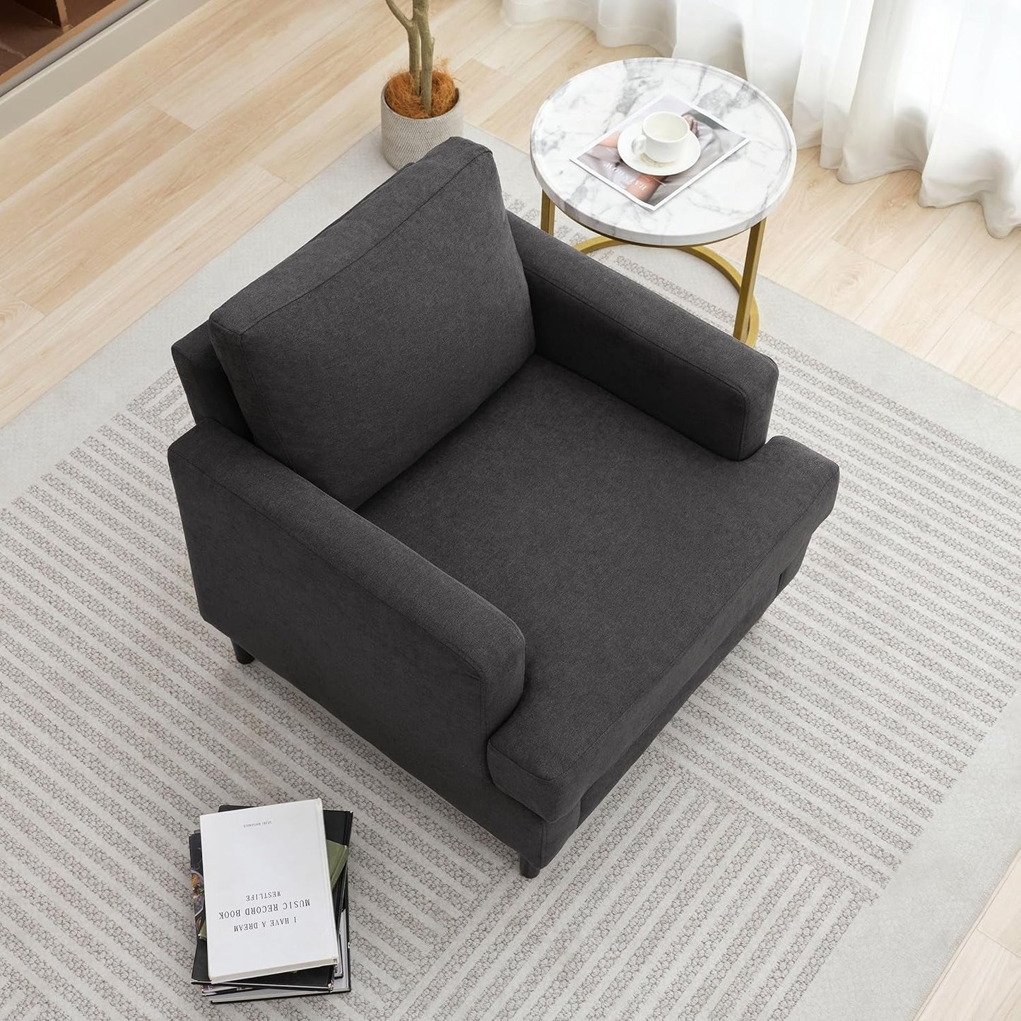 Mid Century Modern Premium Upholstered Armchair Grey