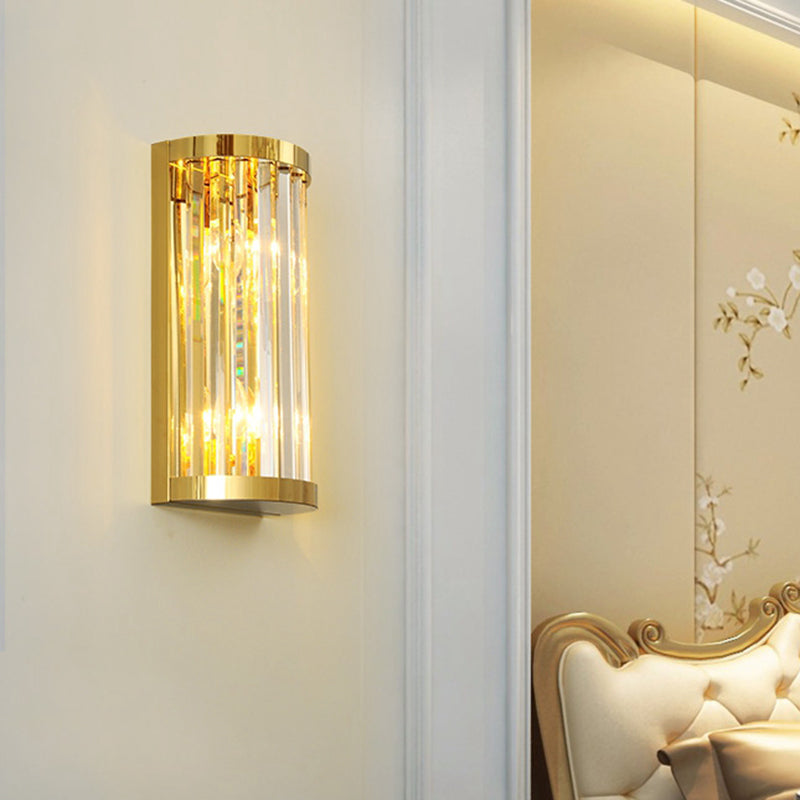 Sophia's Modern Gold Crystal Sconce: Half Cylinder Elegance