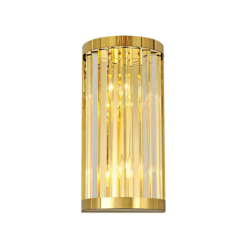 Sophia's Modern Gold Crystal Sconce: Half Cylinder Elegance