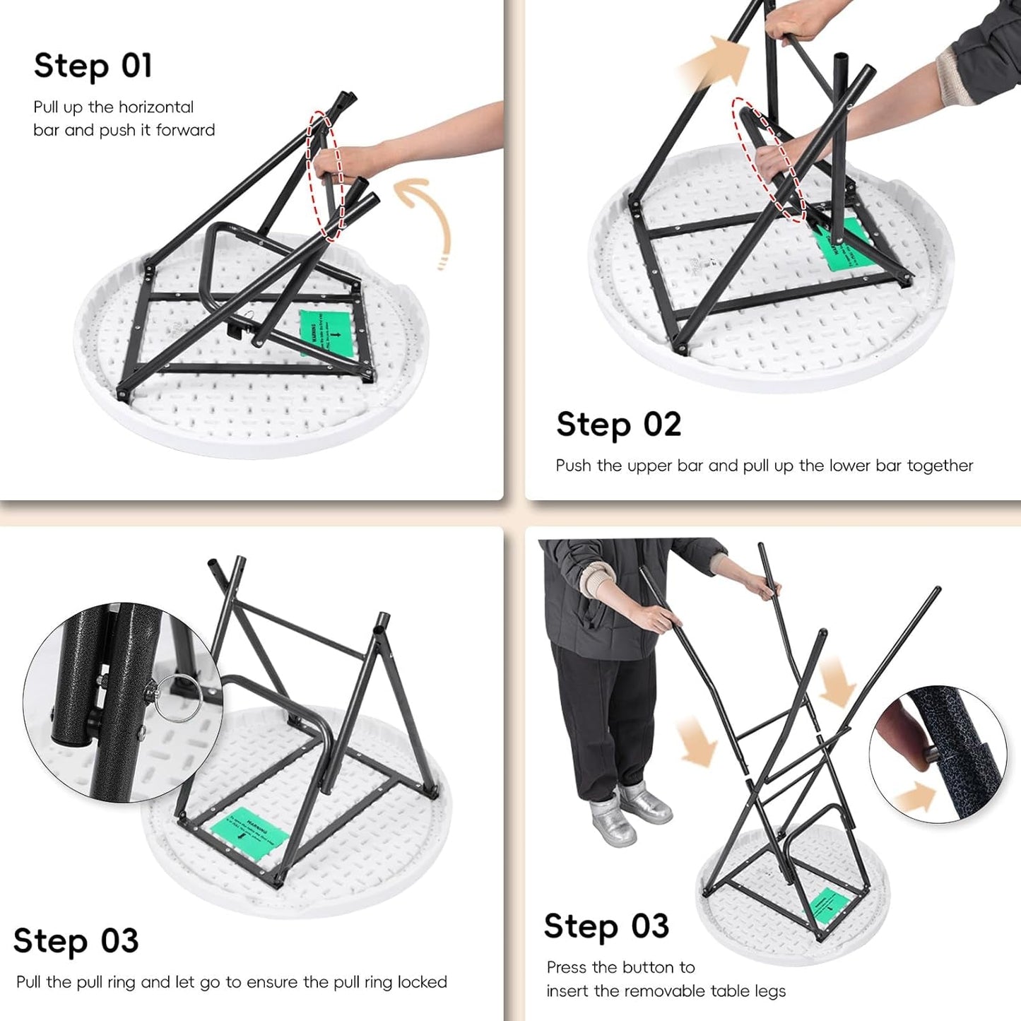 28 Inch Ultra Portable Folding Bar Height Cocktail Table
