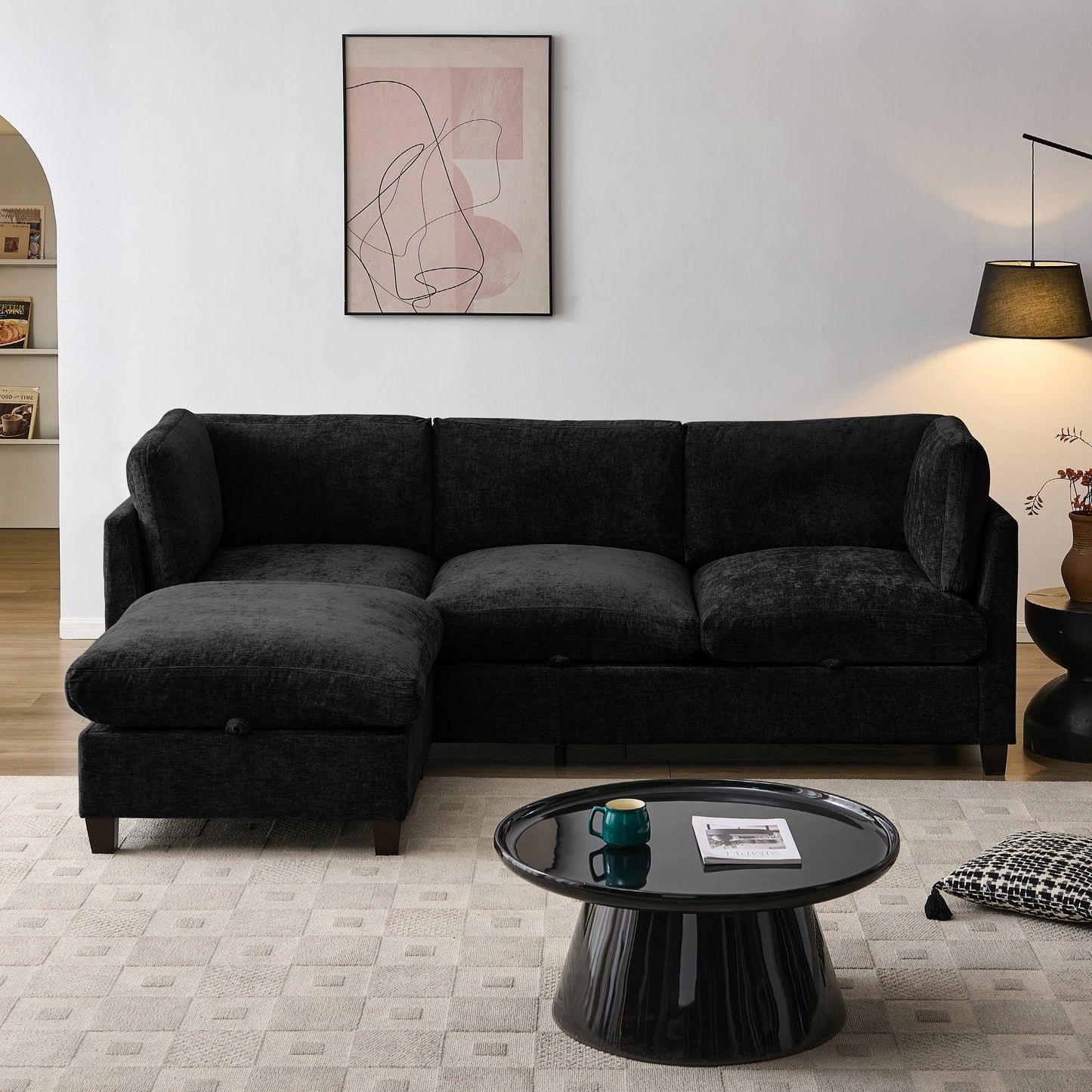 96.5" Sectional Couch with Ottoman