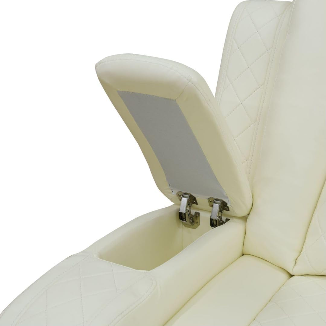 White Power Recliner Sofa With LED Lighting USB Charging