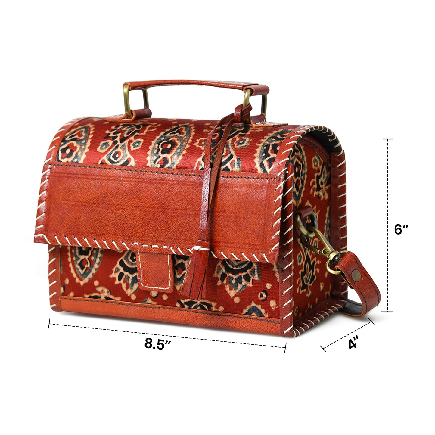 Maroon Mystique Ajrakh Satchel Purse