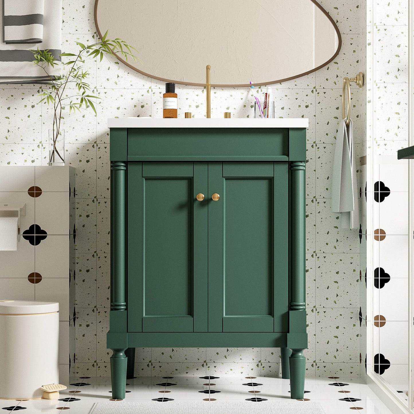 24" Bathroom Vanity with Top Sink and Storage