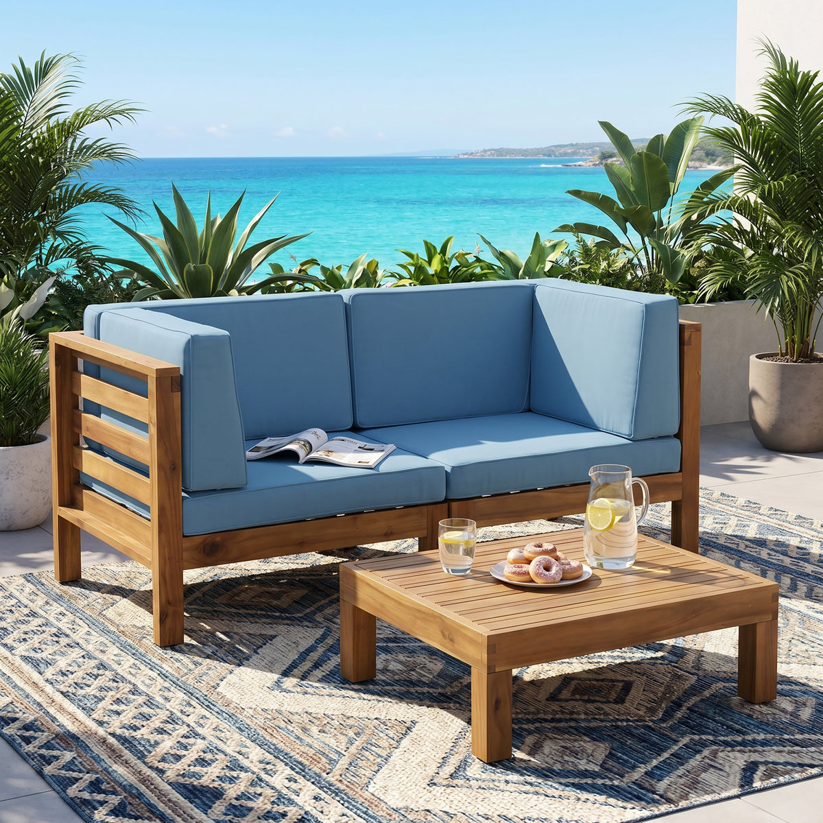 Oana 3-Piece Love Seat Set With Coffee Table