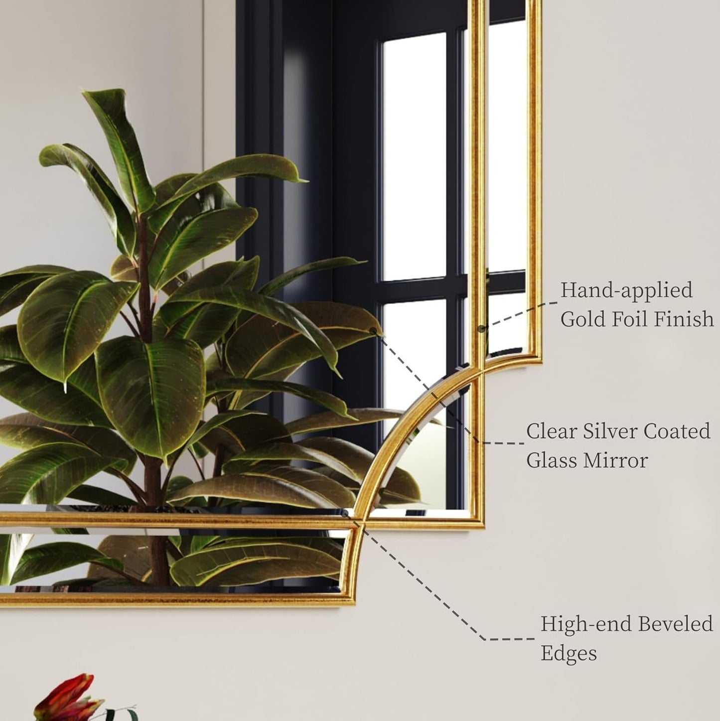 32x48 Inch Gold Wall Mirror Beveled Full Length Mirror