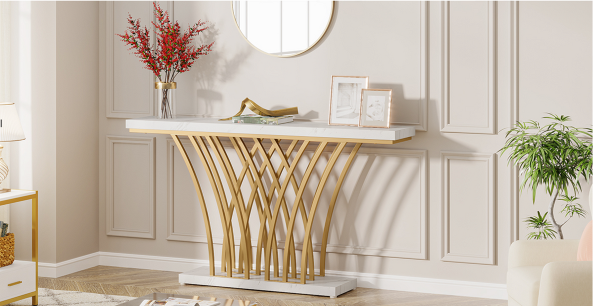 59-Inch Gold Console Table