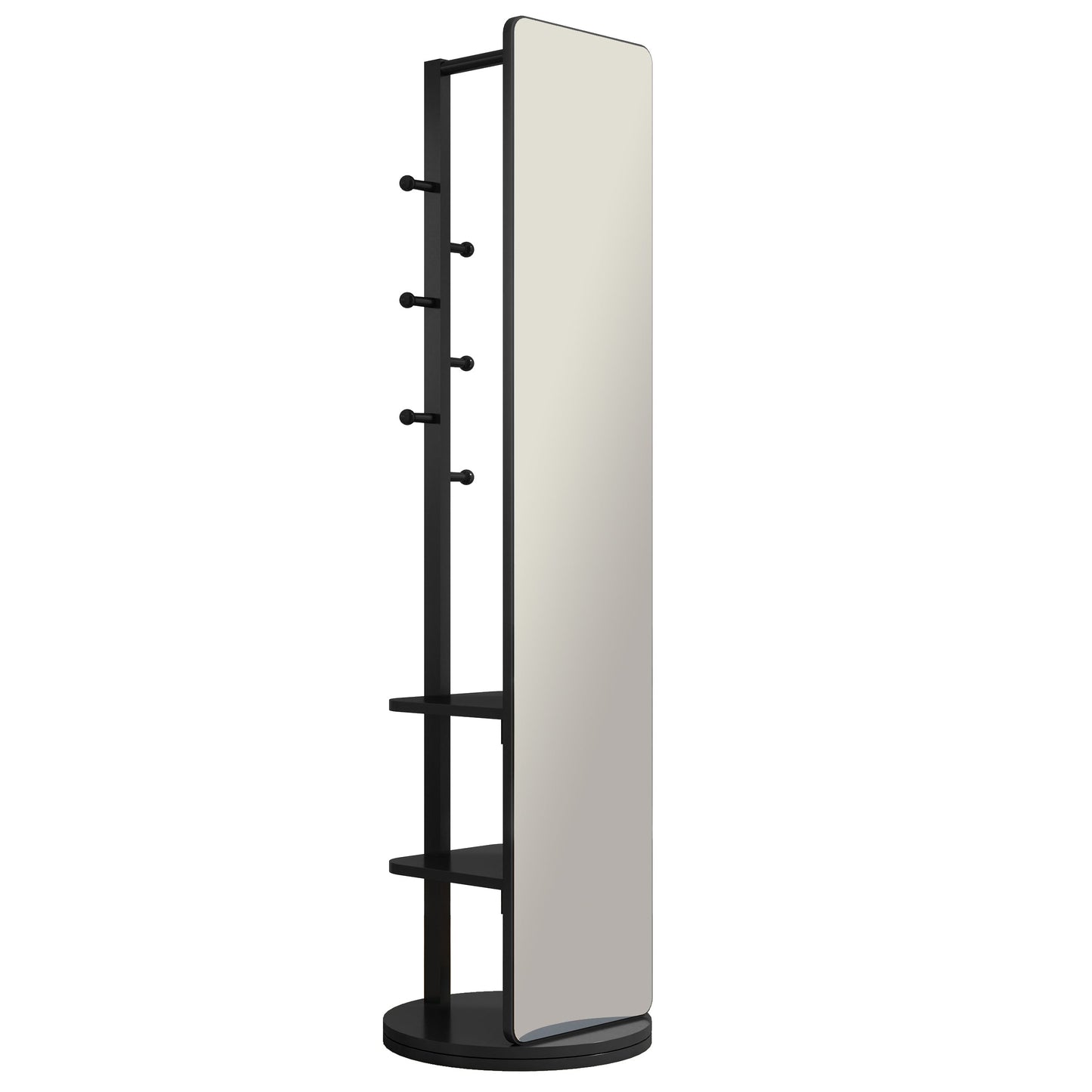 Multifunctional Full Length Mirror with Hook Storage Rack
