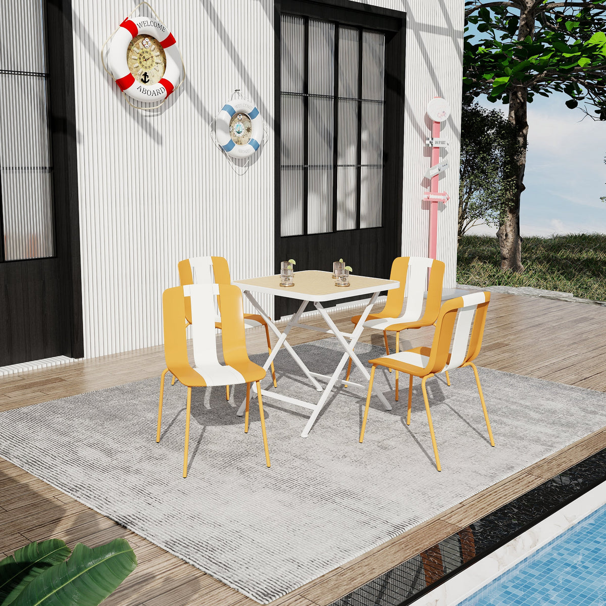 Summer - 4-Pack Modern Striped Color Block Chairs