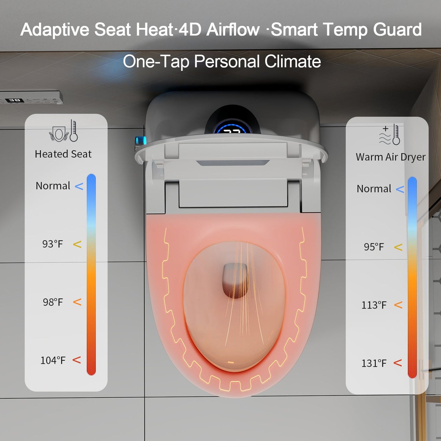 Smart Toilet Bidet Combo with Foot Sensor Open Cover/Seat