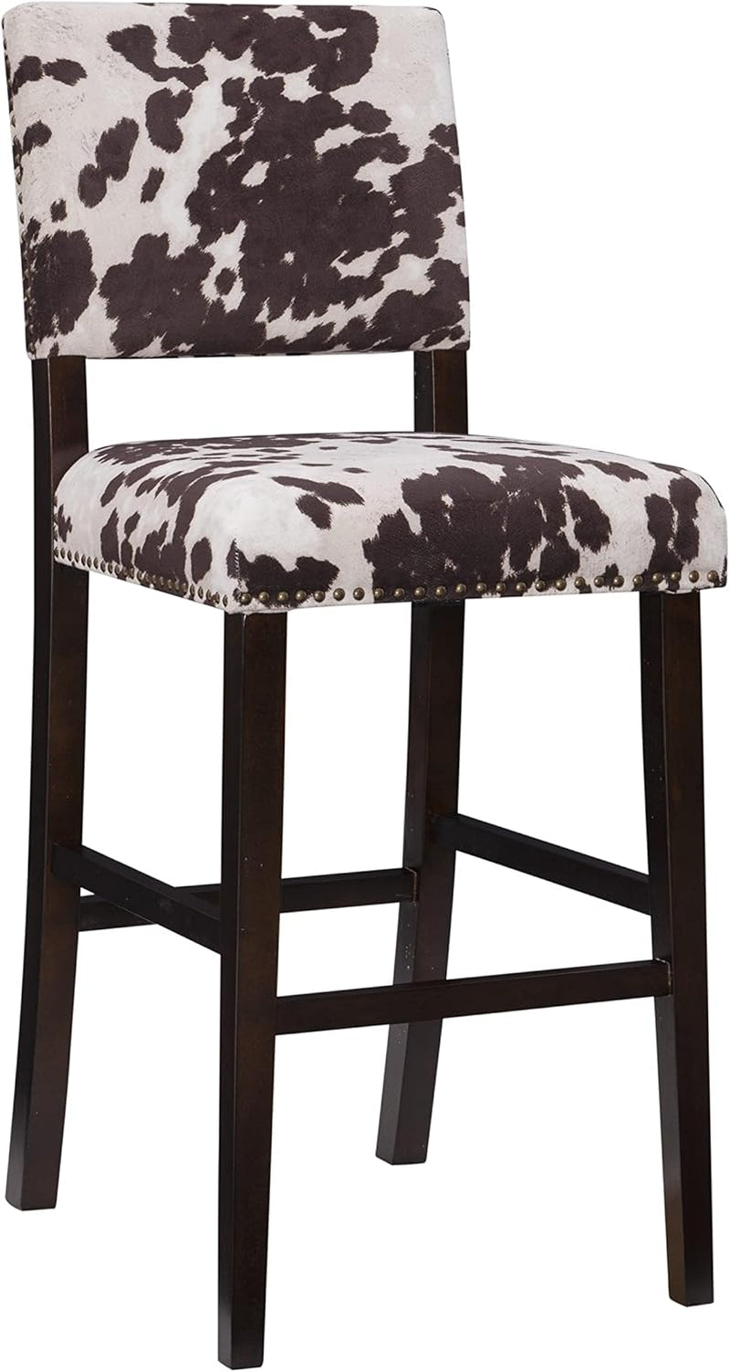 Stylish Cowhide Print Bar Stool with Comfortable Padded Seat