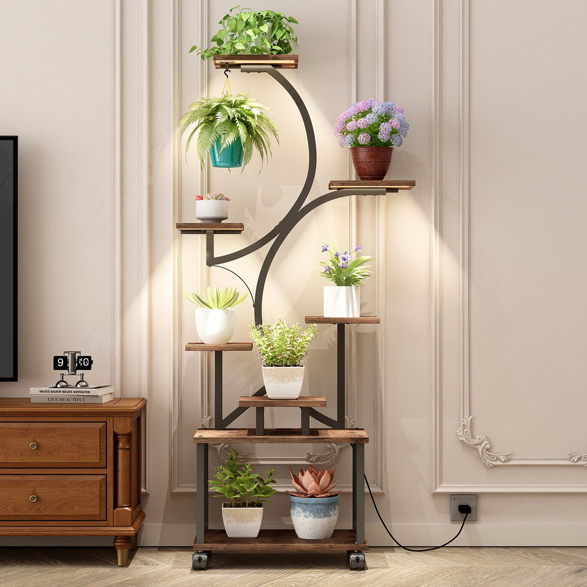 62" Indoor Plant Stand with Grow Lights
