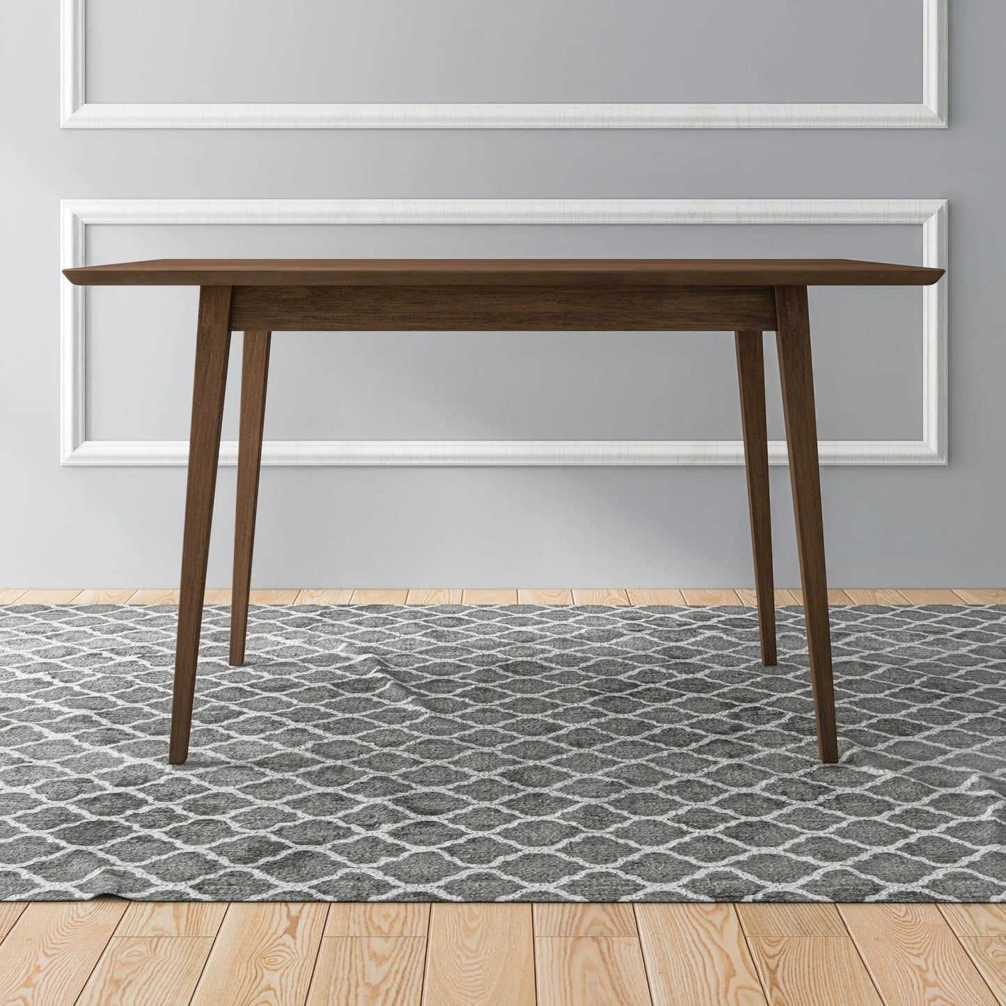 Mary Modern Style Solid Wood Rectangular Dining Kitchen Table Brown Finish Beveled Edges