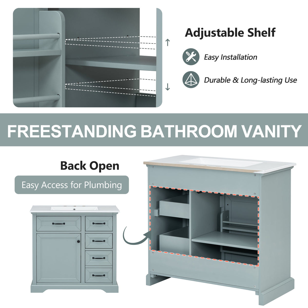 36" Bathroom Vanity with Sink