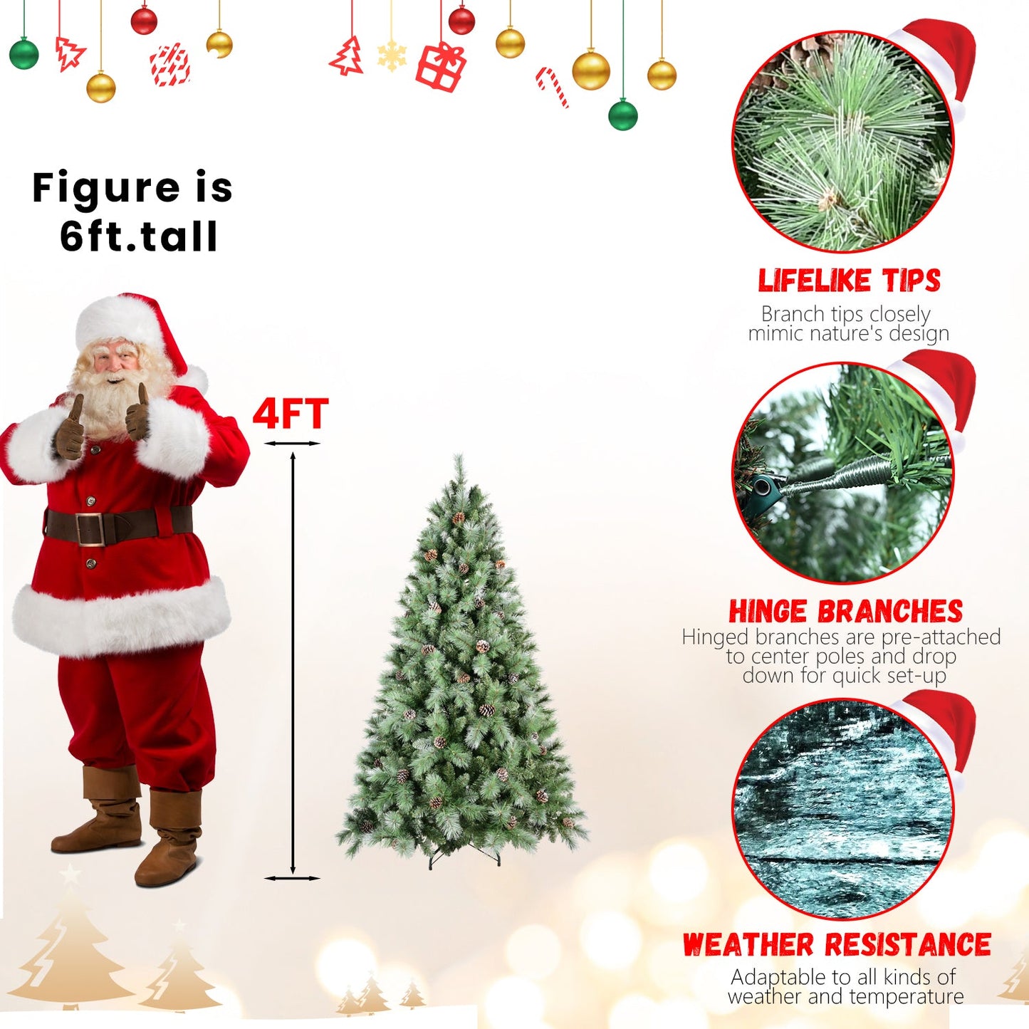 5FT Christmas Tree with 51 Pine Cones
