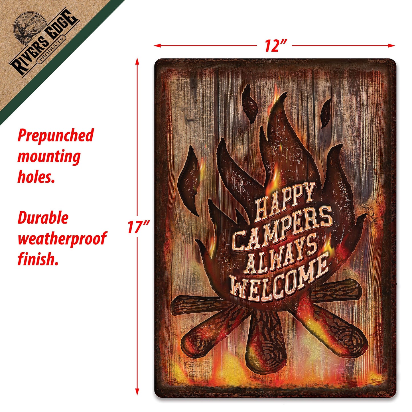 Tin Sign 12in x 17in-Campers Welcome