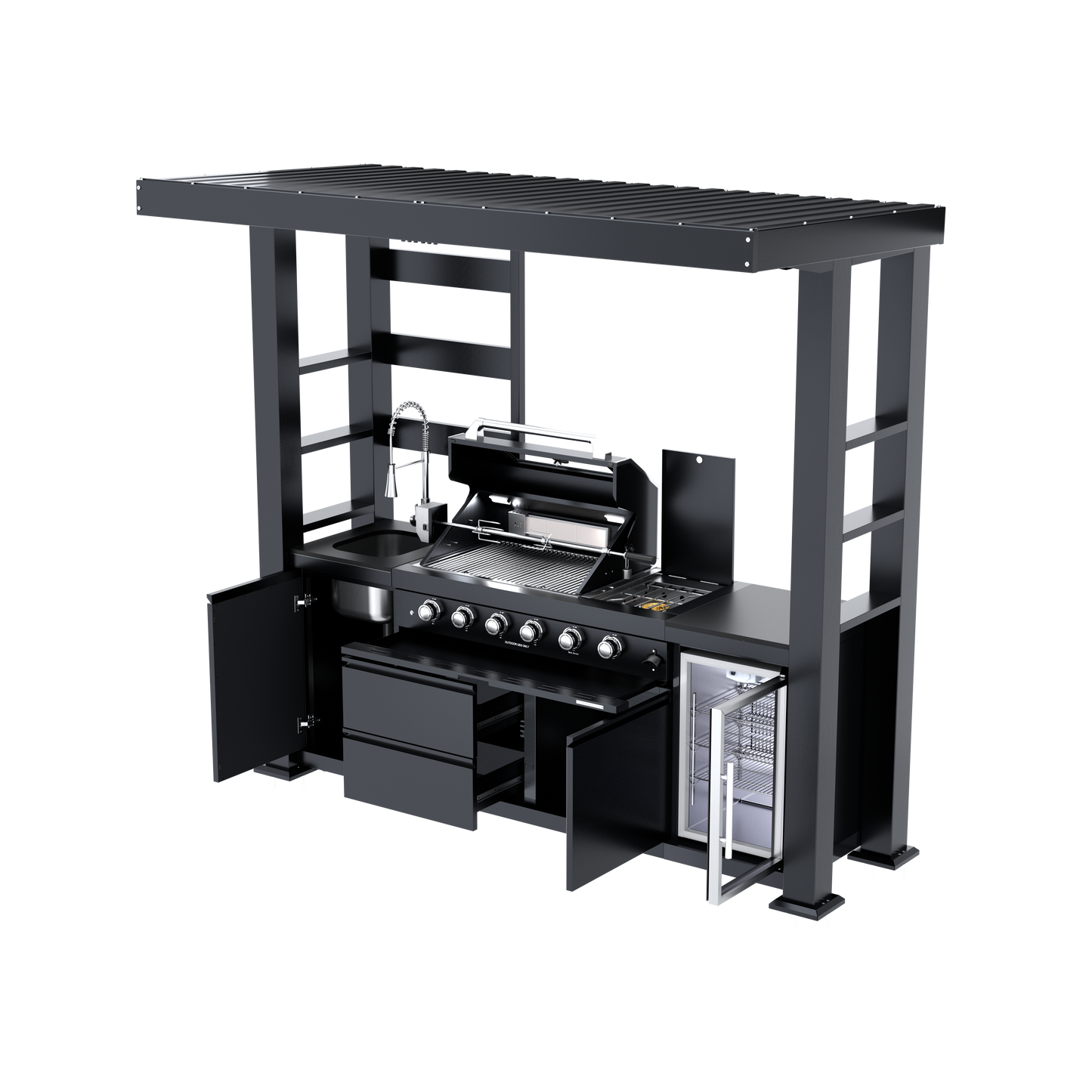97-Inch 4-Burner Deluxe Stainless Steel Outdoor Kitchen Grill