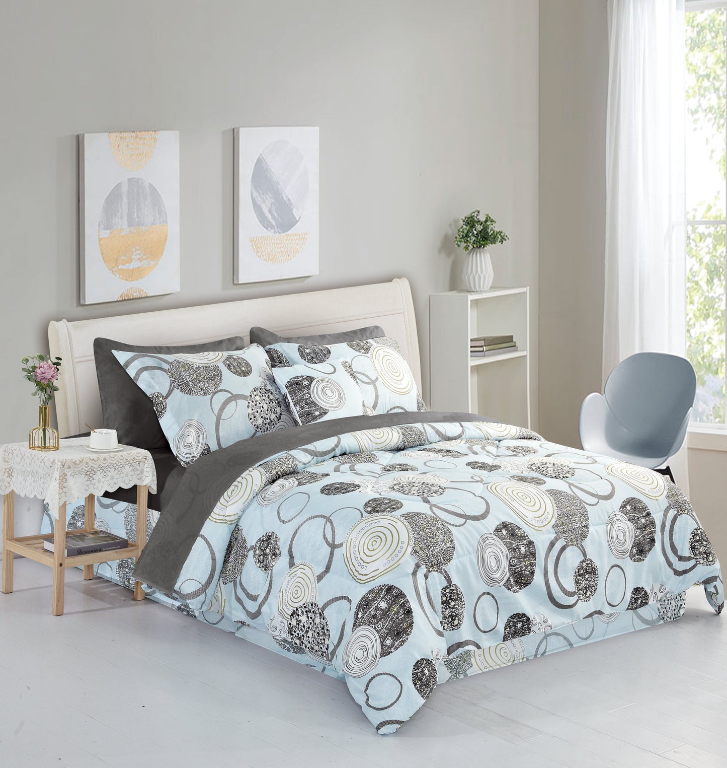 Bibb Home 5 Piece Comforter Set with Decorative Pillows