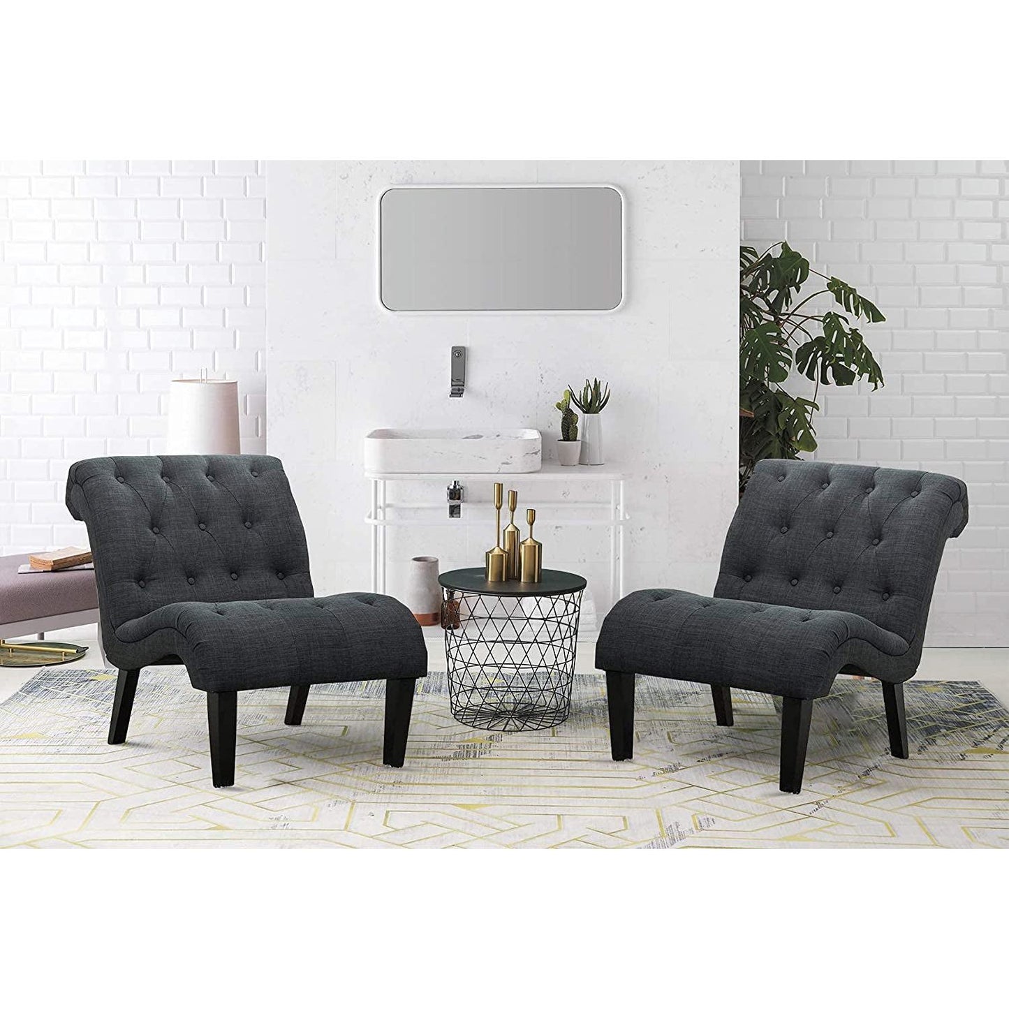 Button Tufted Slipper Chair For Compact Living Room Decor