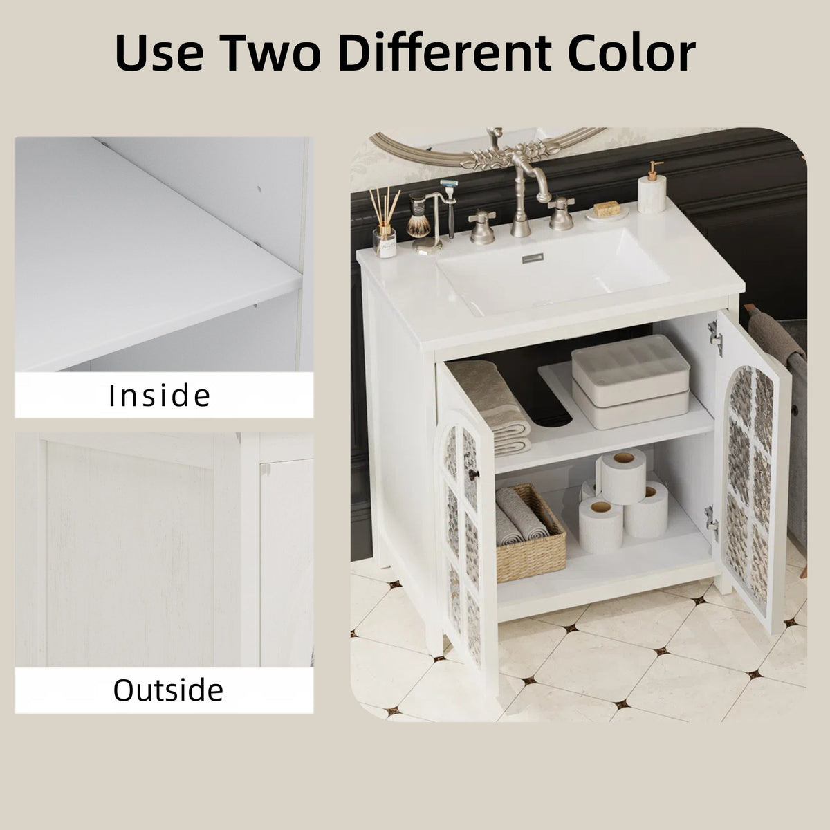 30 Inches Bathroom Vanity with Ceramic Sink